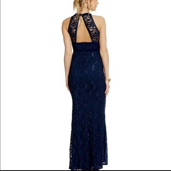 B Darlin navy sequin lace prom formal gown - Picture 2 of 5